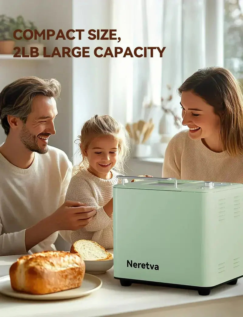 Neretva 2LB Bread Maker – 20-in-1 Automatic Dual-Heater Bread Machine with Custom Baking Options