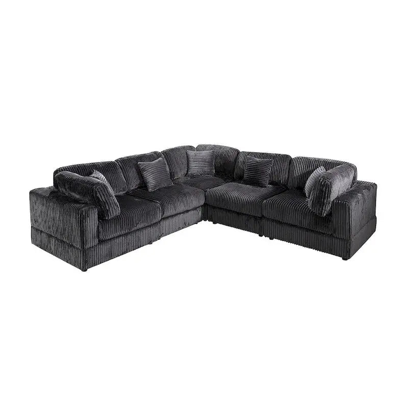 Modular L-Shaped Corduroy Sectional Sofa – Oversized 6-Piece Configurable Set