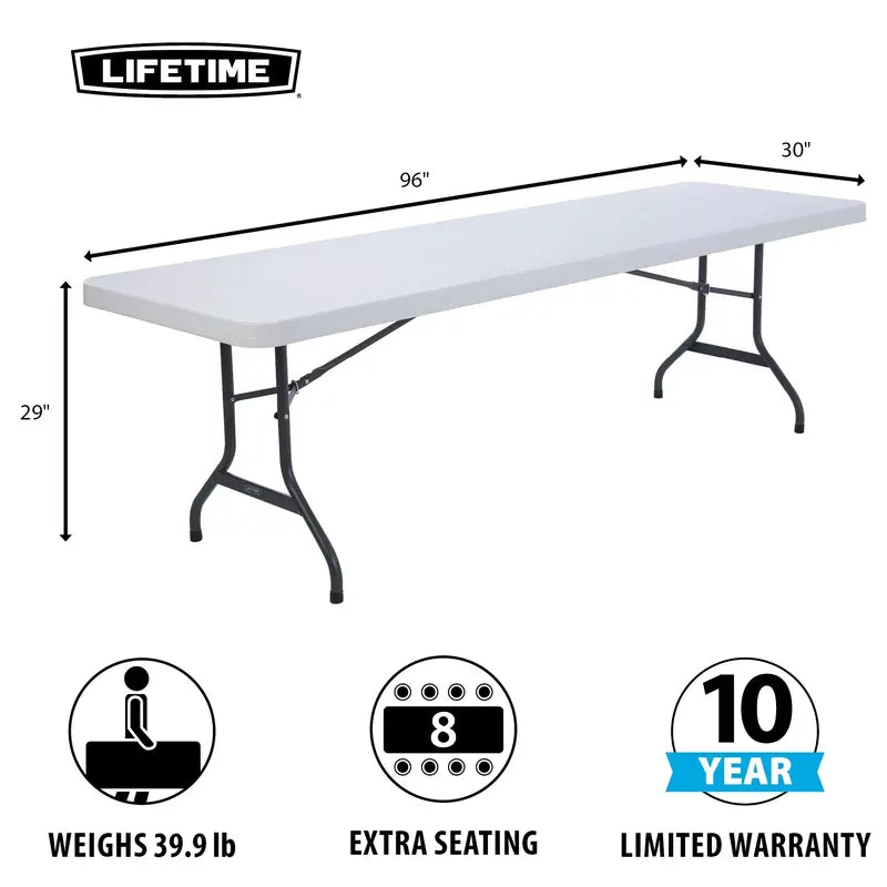 Lifetime 8-Foot Commercial Folding Table – White Granite Finish (Model 22980)