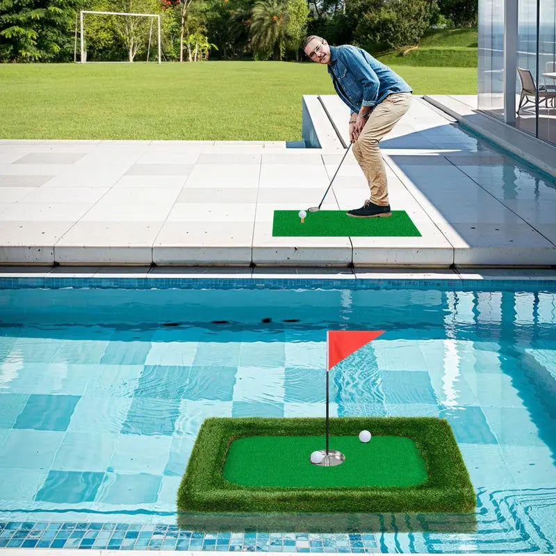 Large Rectangular Floating Golf Mat – Pool Chipping Green with Hitting Area, No Balls Included (37.5″ x 25.5″)