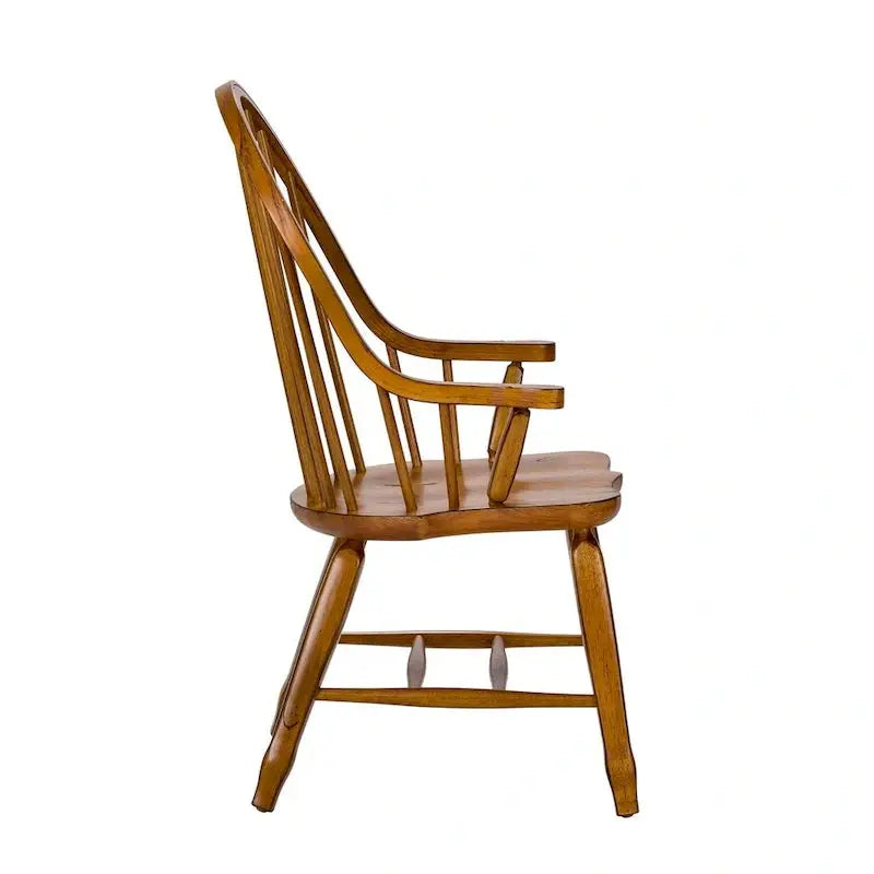 Treasures Rustic Oak Bow-Back Accent Armchair