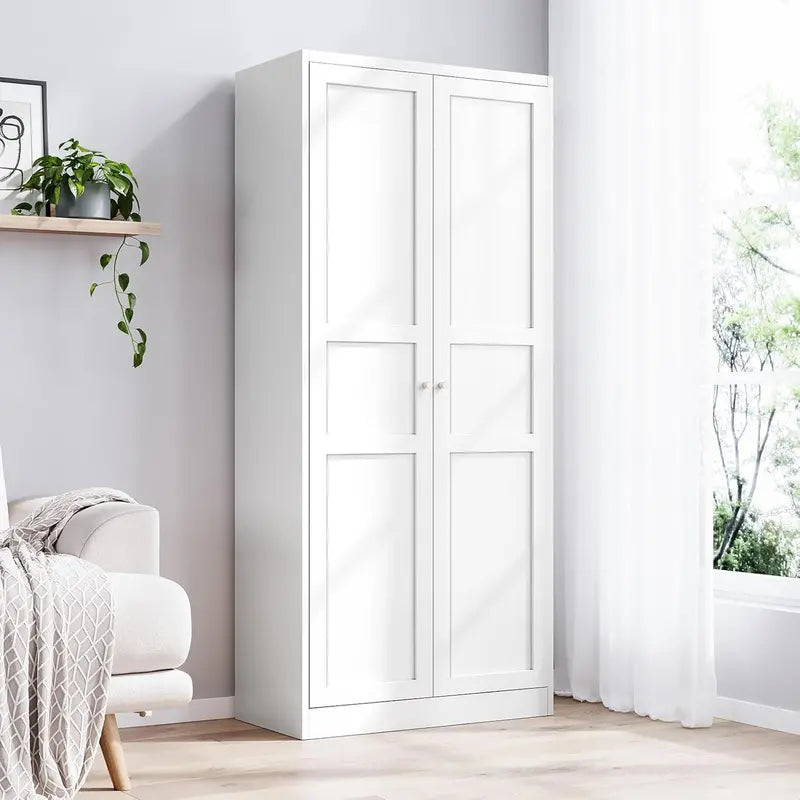 Industrial-Style Metal Storage Cabinet Featuring Two Doors and Four Adjustable Shelves