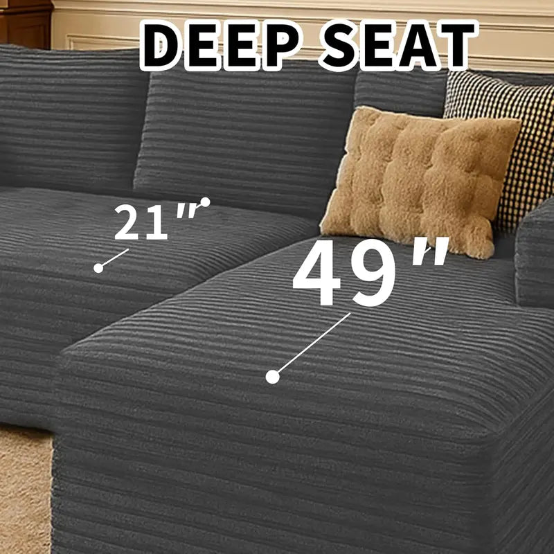 Modern L-Shaped Modular Cloud Sectional Sofa – Deep-Seating Reclining Configuration