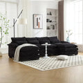 Modular U-Shaped Sectional Sofa – Chenille & Bouclé Cloud Couch with Sleeper Chaise