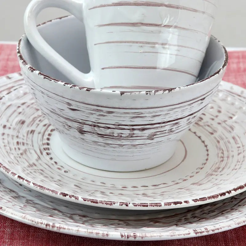 Elama Ocean Breeze 16-Piece Dinnerware Set, Cream