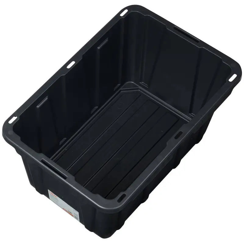 HDX 27-Gallon Black Storage Tote with Yellow Lid, Stackable & Waterproof, 5-Pack