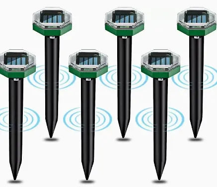 Ultrasonic Mole Deterrent System  Pack of 4 Solar-Powered Repellents for Yard Pest Control
