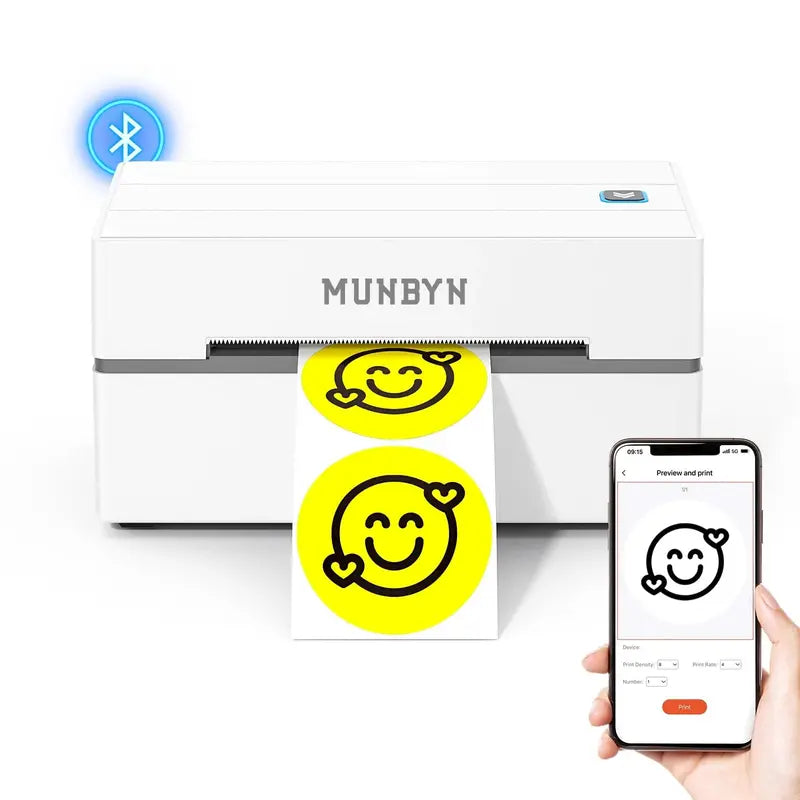 MUNBYN Bluetooth Thermal Label Printer – 4×6″ Shipping & Inventory Label Maker