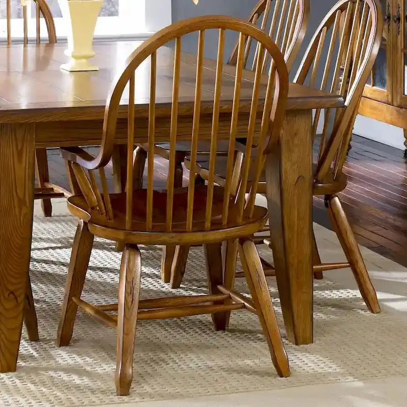 Treasures Rustic Oak Bow-Back Accent Armchair