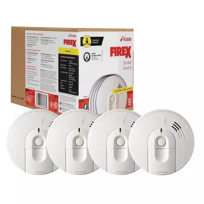 Hardwired Smoke Alarm – Ionization Sensor with 120V AC Power & 9V Battery Backup