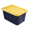 HDX 27-Gallon Black Storage Tote with Yellow Lid, Stackable & Waterproof, 5-Pack