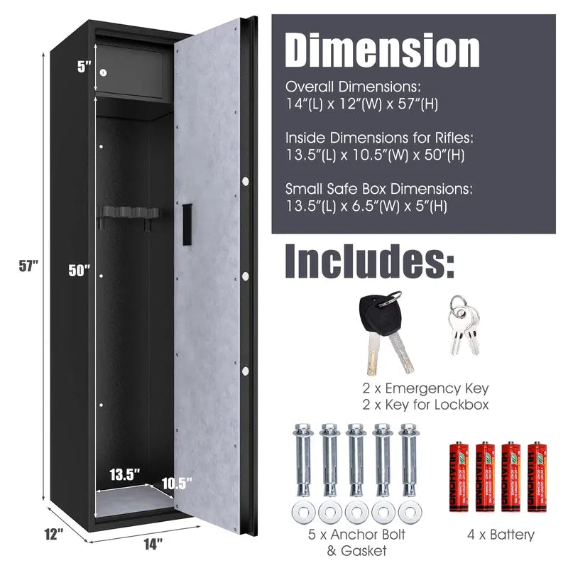 Large Long-Gun Safe with Integrated Pistol Vault and Secure Locking System