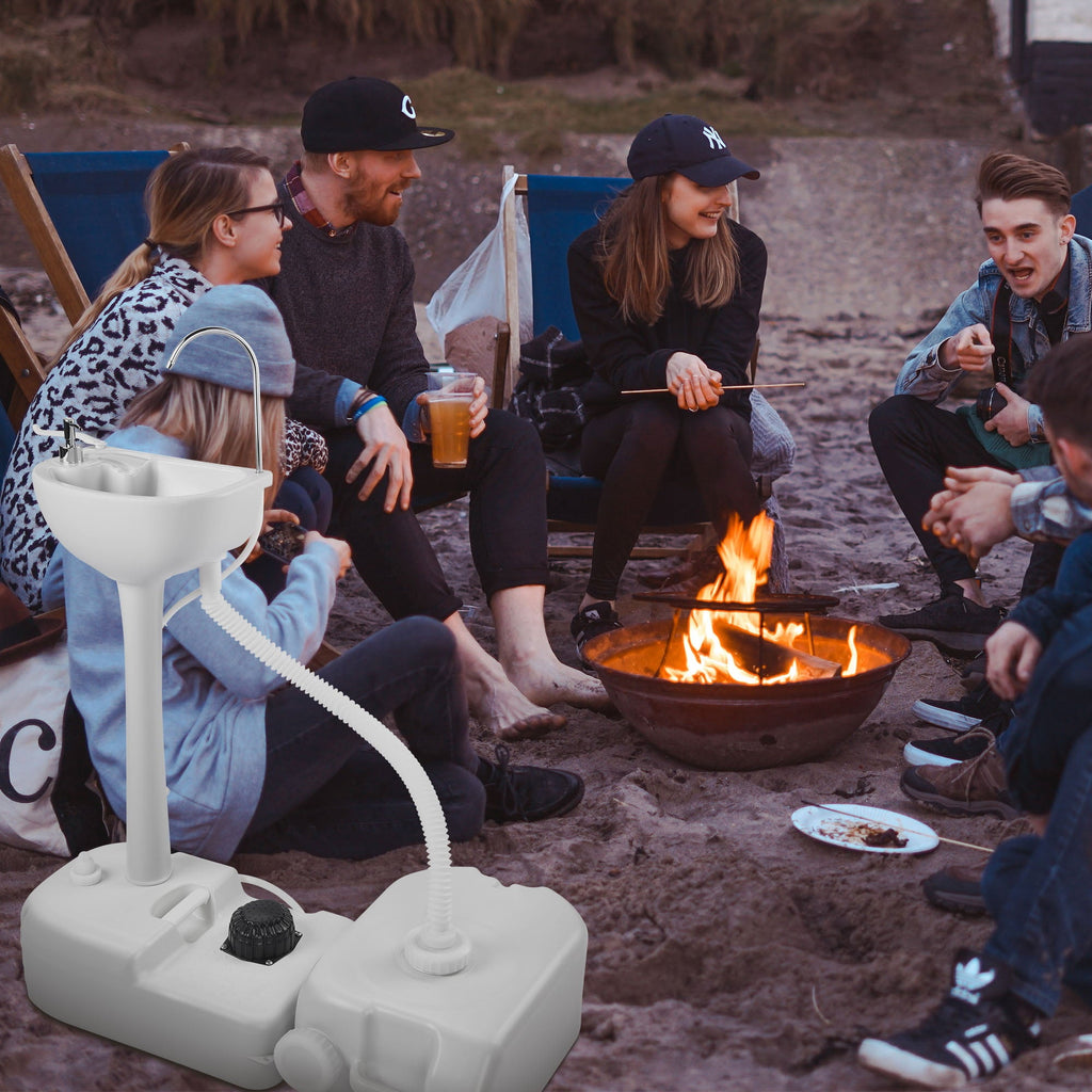 17L Portable Camping Sink Hand Wash Stand with 24L Tank Hands-free Operation Hand Washing Station for Outdoor