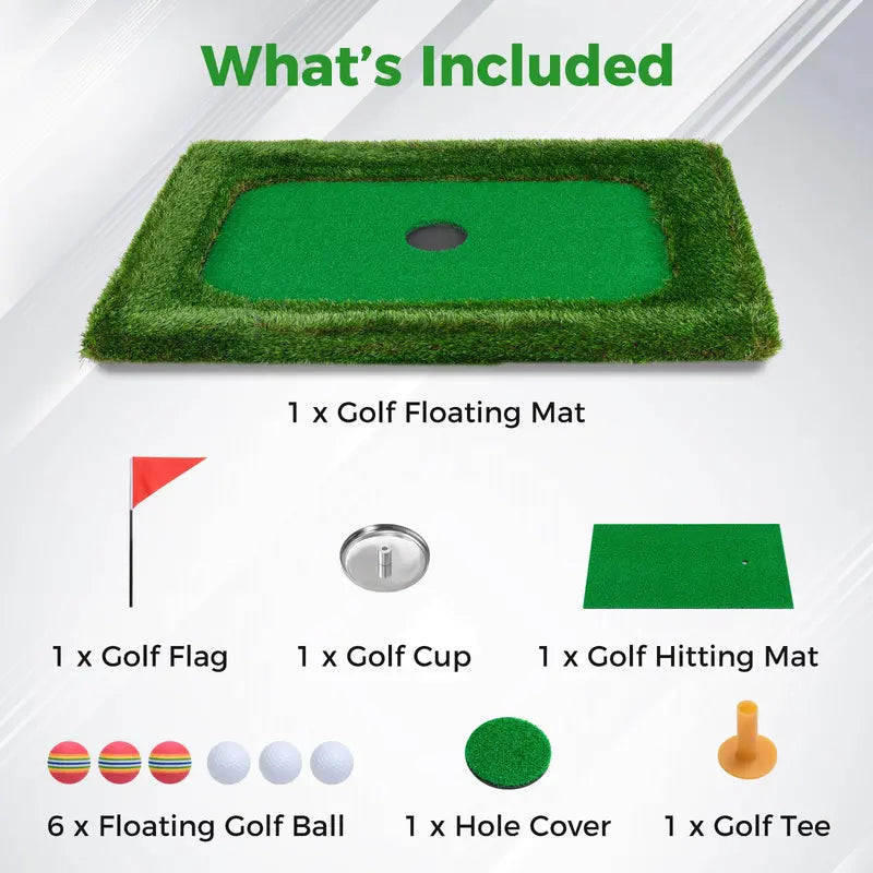 Large Rectangular Floating Golf Mat – Pool Chipping Green with Hitting Area, No Balls Included (37.5″ x 25.5″)