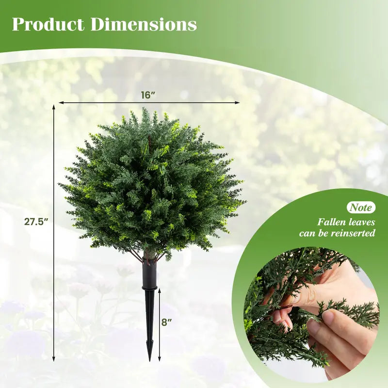 Set of Two 27.5-Inch Artificial Cypress Topiaries  UV-Resistant Patio & Porch Decor