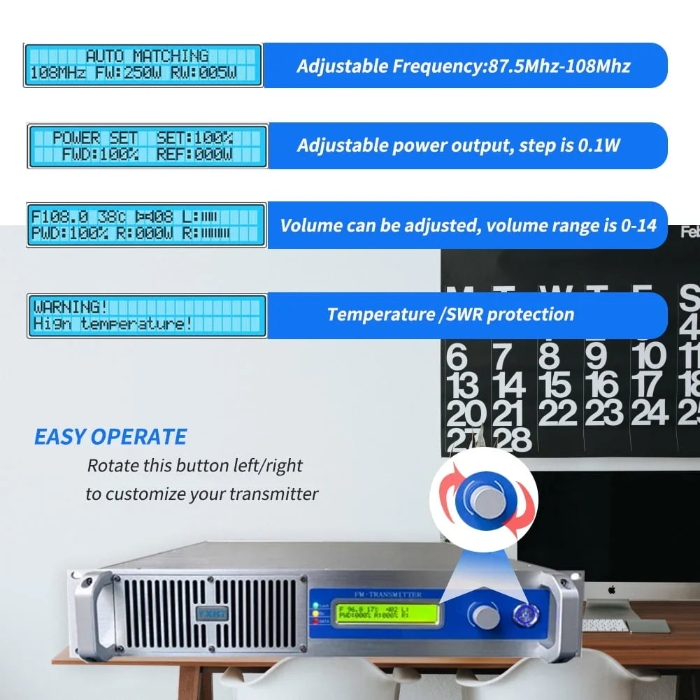 1000W Radio Station FM Church Transmitter, YXHT 1KW Long Range FM Transmitter