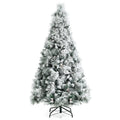 Snow-Flocked Artificial Pine Tree with Pinecones and Red Berries  Hinged Design