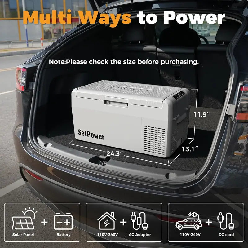 RF20 12V Portable Car Refrigerator | 21-Quart Compressor Cooler with 50-Hour Battery Life, Ideal for RVs, Trucks, Campers & Road Trips
