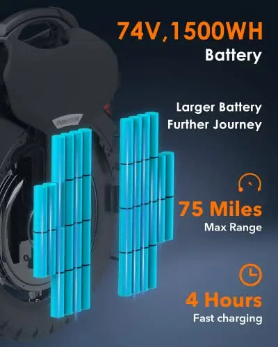 INMOTION V11 18″ Electric Unicycle – 75-Mile Range, 34 MPH, 2200W Motor, 3.35″ Air Suspension