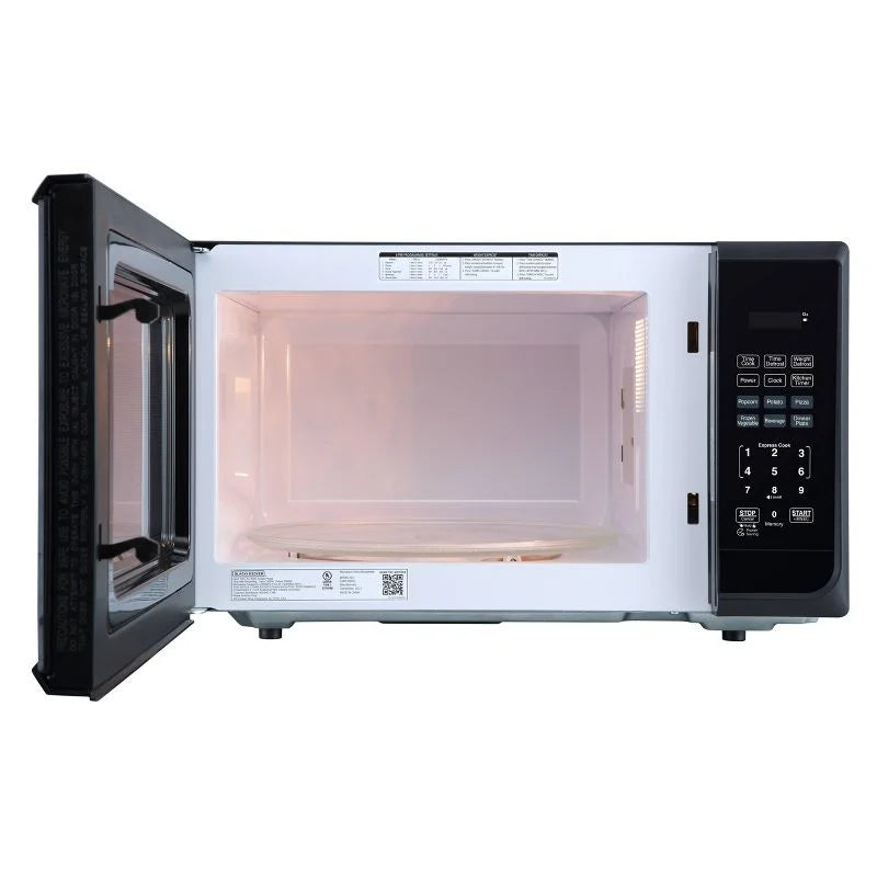 1.1 cu ft 1000W Microwave Oven - Stainless Steel Black: Countertop, Child Lock, 6 One-Touch Settings