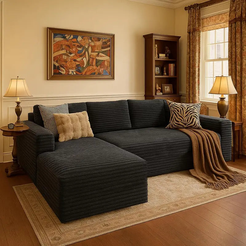 Modern L-Shaped Modular Cloud Sectional Sofa – Deep-Seating Reclining Configuration