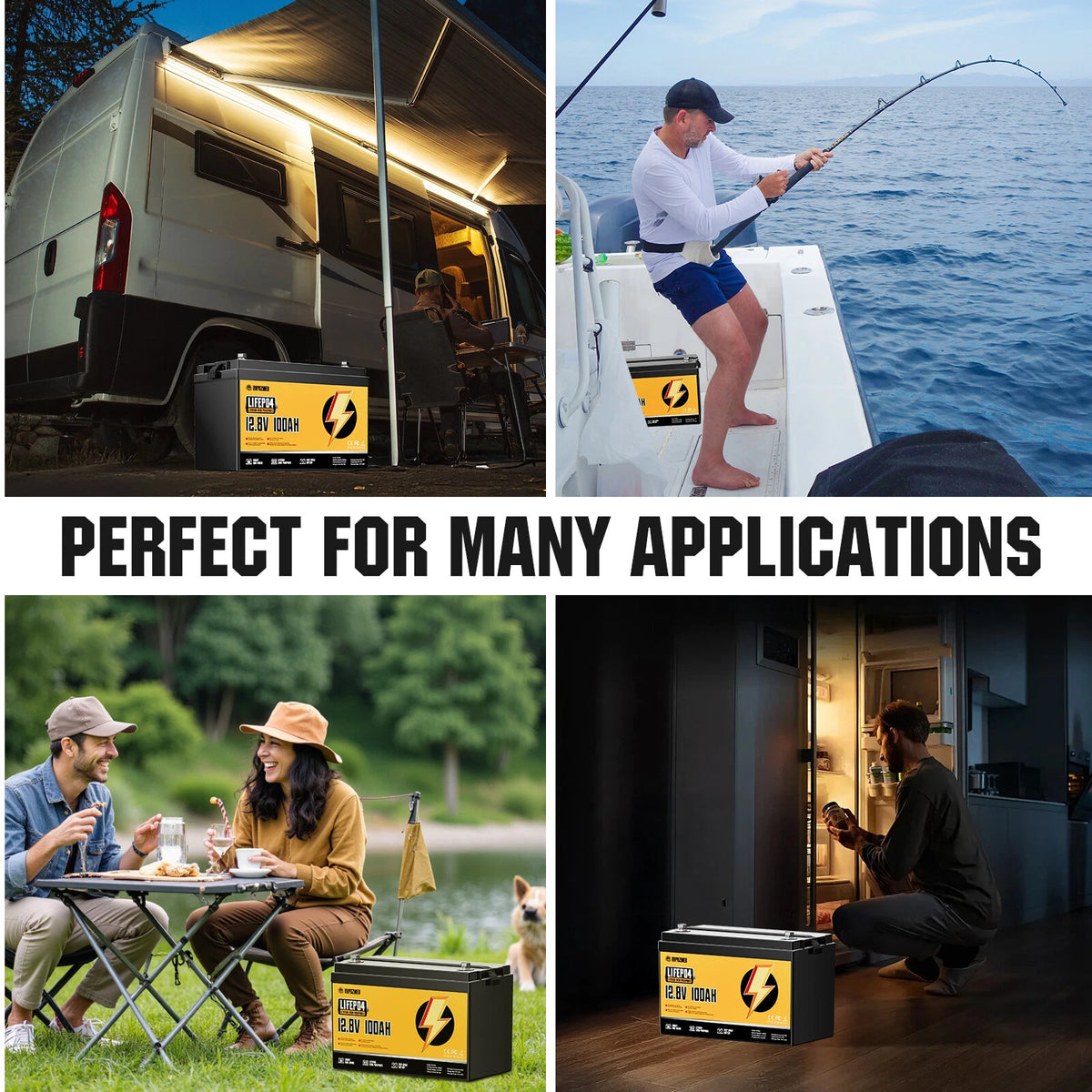 12V 100ah LiFePO4 Battery with 100A BMS, 15000+ Deep Cycles, Lithium Battery for RV Home Marine Off - Grid