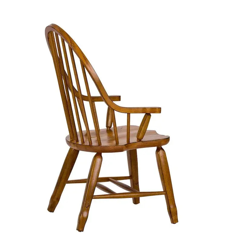 Treasures Rustic Oak Bow-Back Accent Armchair