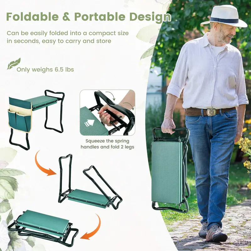 Heavy-Duty Folding Kneeler Bench – Gardening Pad with Cushioned Support
