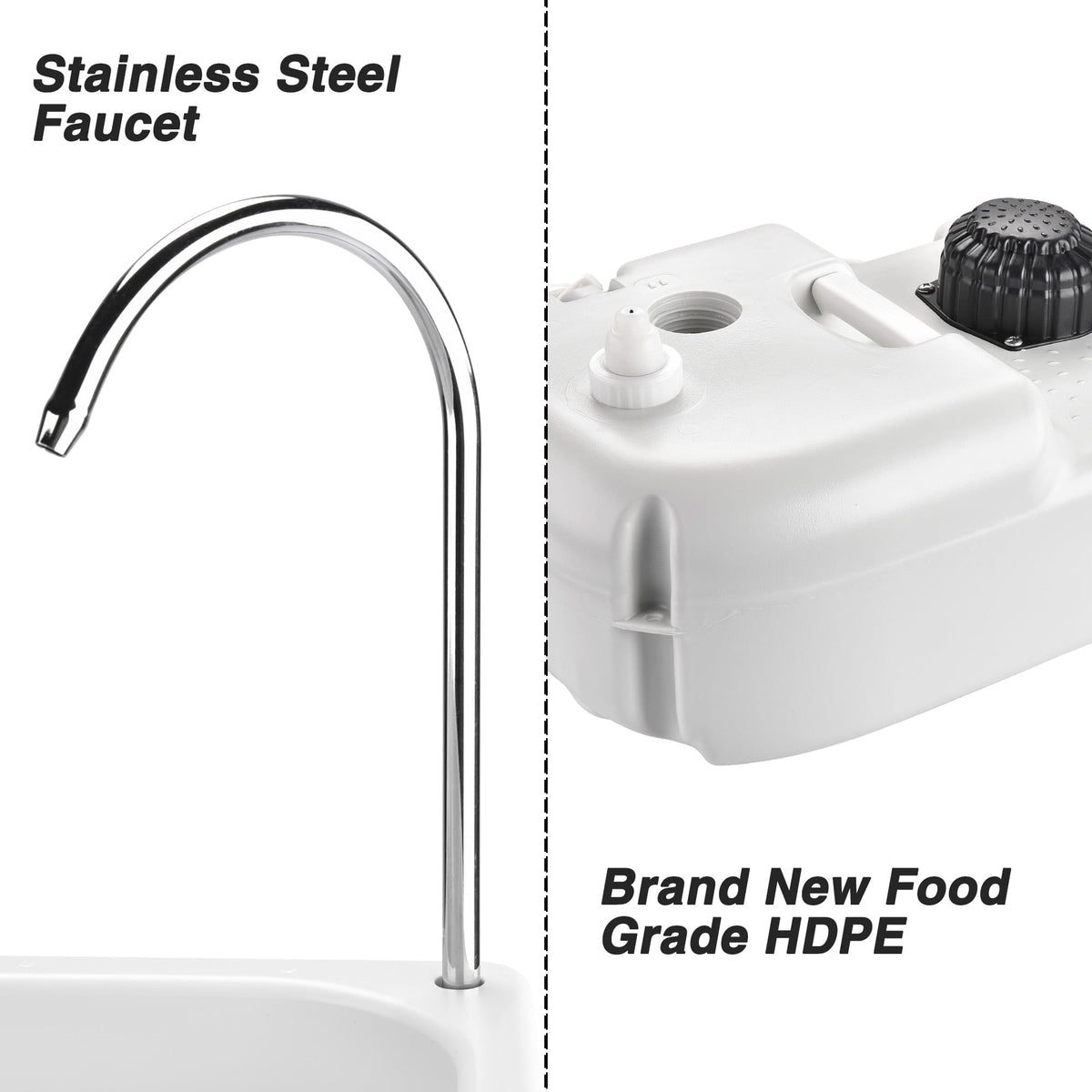 17L Portable Camping Sink Hand Wash Stand with 24L Tank Hands-free Operation Hand Washing Station for Outdoor