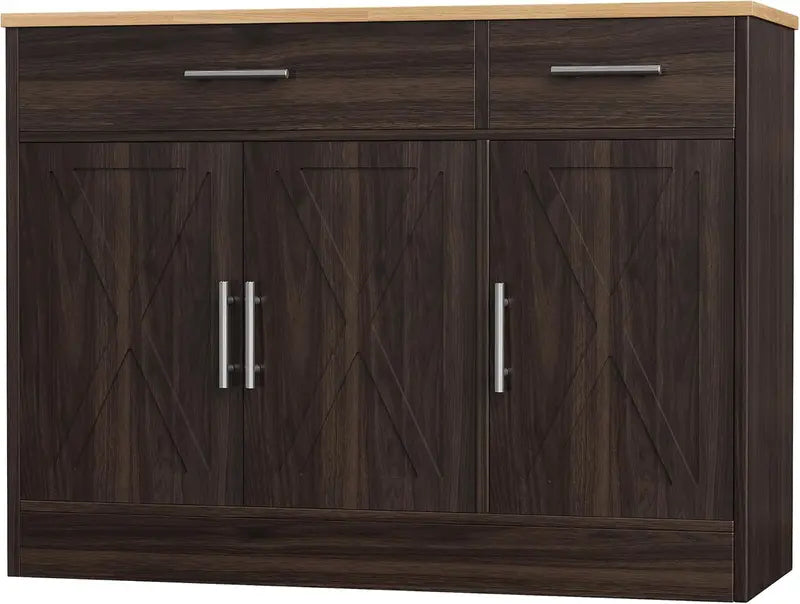 Modern Farmhouse Sideboard Cabinet with Three-Door Storage