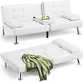 Homall Leather Futon Sofa Bed – Adjustable Recliner with Removable Armrests & Dual Cup Holders