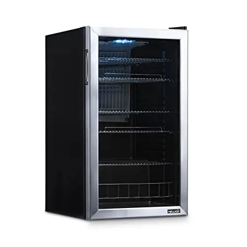 NewAir AB-1200 126-Can Mini Fridge with Reversible Glass Door & Stainless Steel Frame
