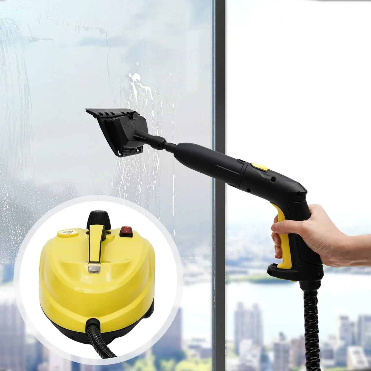2000W 1.8L/60.87oz High-Pressure Steam Cleaner Multipurpose Handheld Steam Cleaner Portable Yellow 5 Bar/72.5PSI
