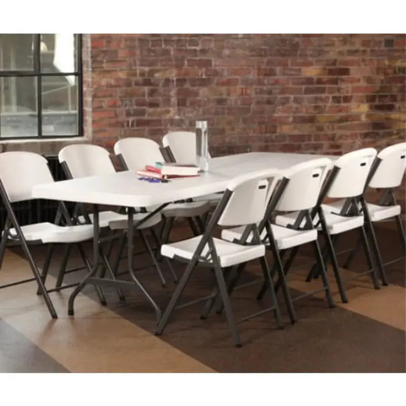 Lifetime 8-Foot Commercial Folding Table – White Granite Finish (Model 22980)