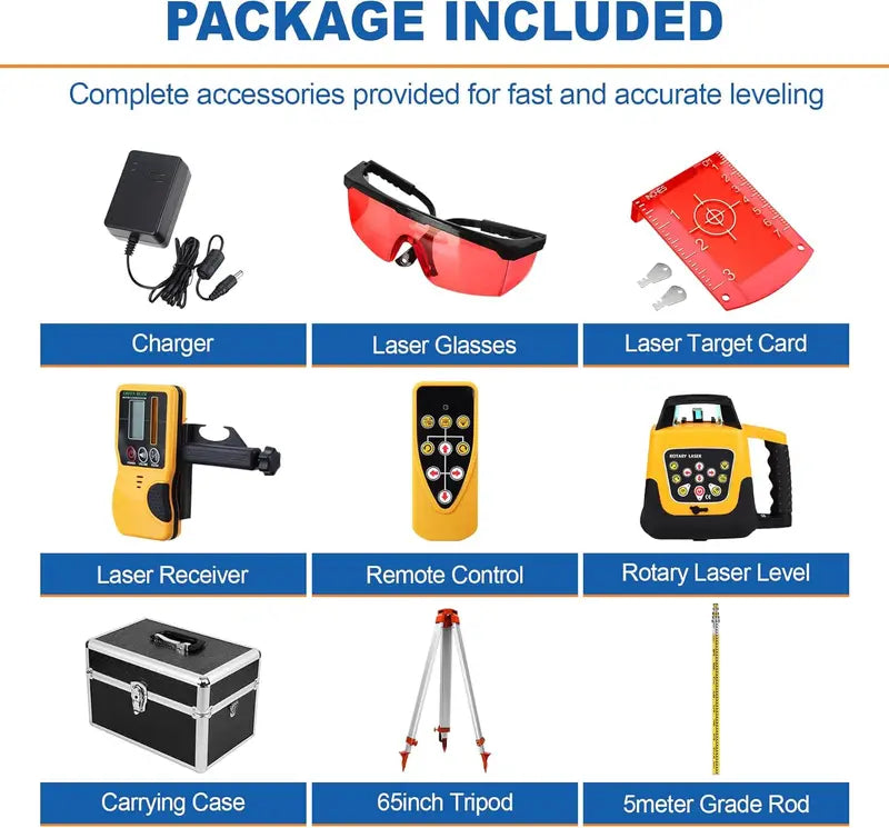 iGlobalBuy Self-Leveling Rotary Laser Level Kit – Includes Surveying Tripod & Precision Alignment Tools