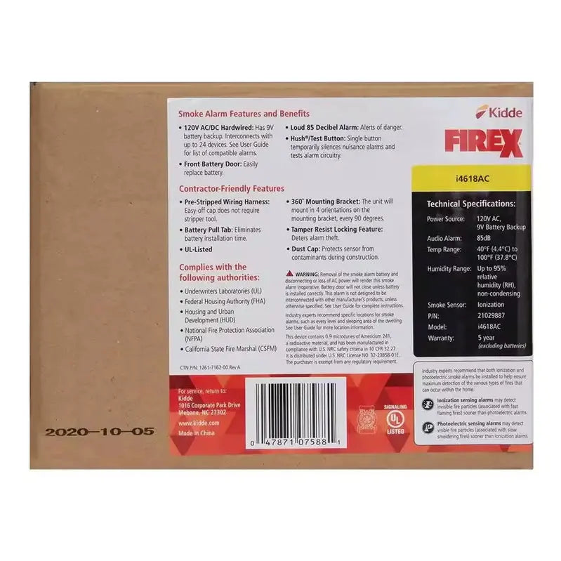 i4618 Quad-Pack Interconnected Smoke Alarm – Ionization Technology, AC Powered with Battery Backup