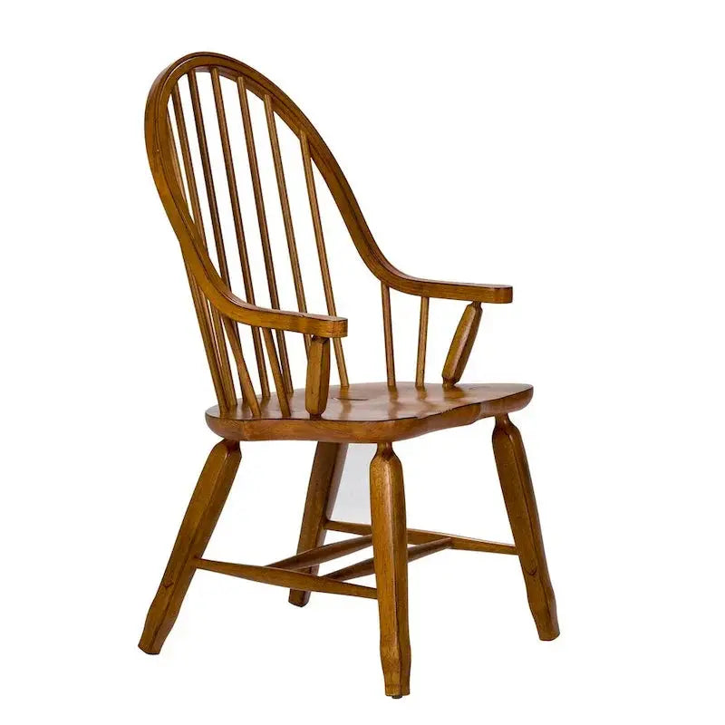 Treasures Rustic Oak Bow-Back Accent Armchair