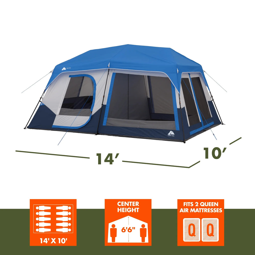 10-Person 14' x 10' Lighted Instant Cabin Tent, 40 lbs