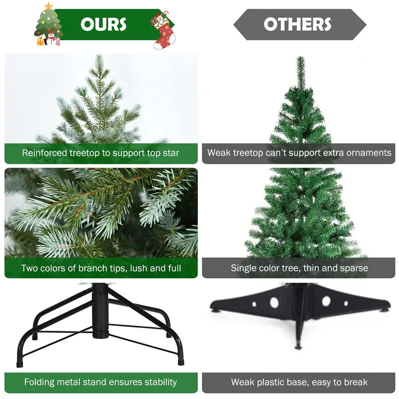 Metal-Base Artificial Christmas Tree – Sleek Pre-Assembled Holiday Decor