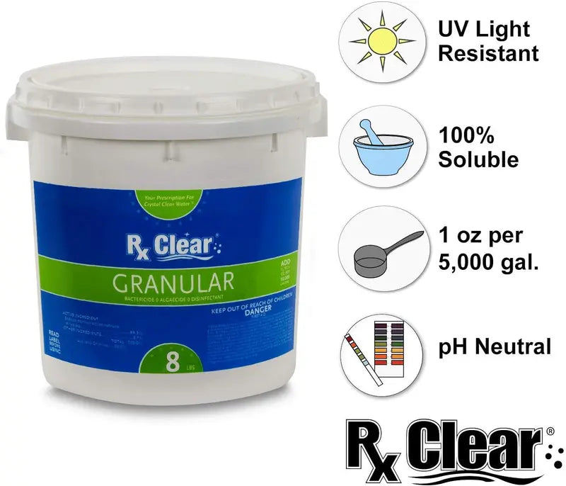 Stabilized Granular Chlorine  50 lb Bucket, Fast-Dissolving, UV-Resistant Pool & Spa Sanitizer for Algae & Bacteria Control