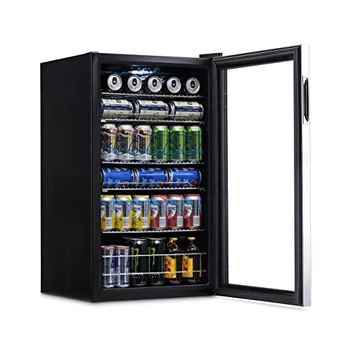 NewAir AB-1200 126-Can Mini Fridge with Reversible Glass Door & Stainless Steel Frame