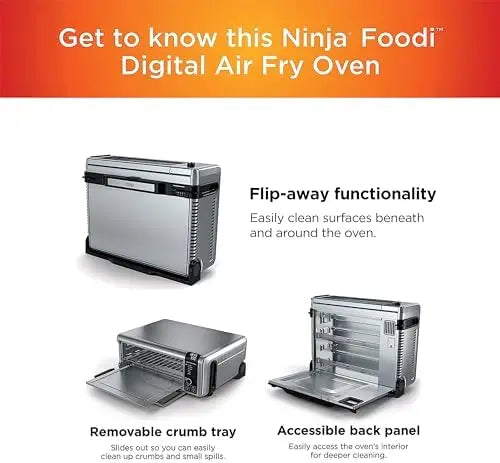 Ninja SP101 8-in-1 Digital Air Fry Countertop Oven with Flip-Up Storage, Silver