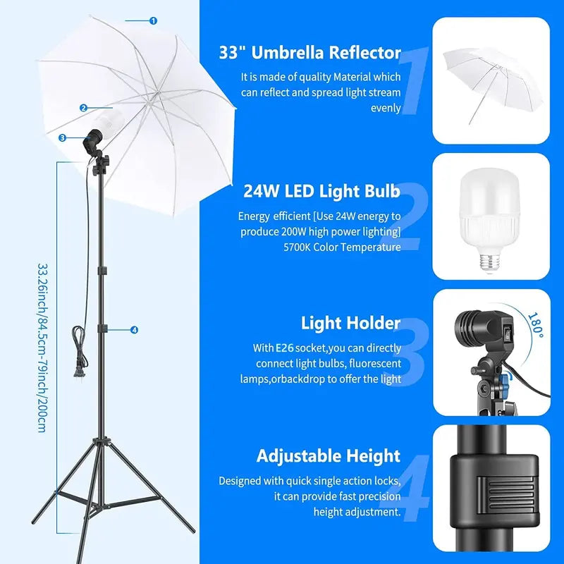 NEEWER Professional Photography Lighting Kit – Includes Softbox Lights, Light Stands, and Collapsible Backdrops
