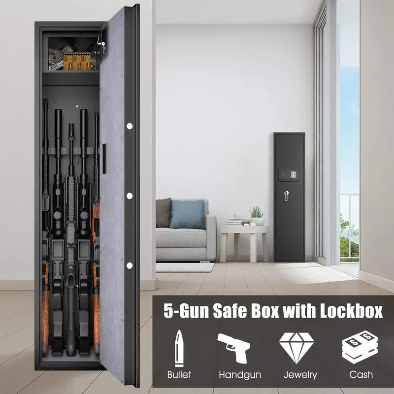 Large Long-Gun Safe with Integrated Pistol Vault and Secure Locking System