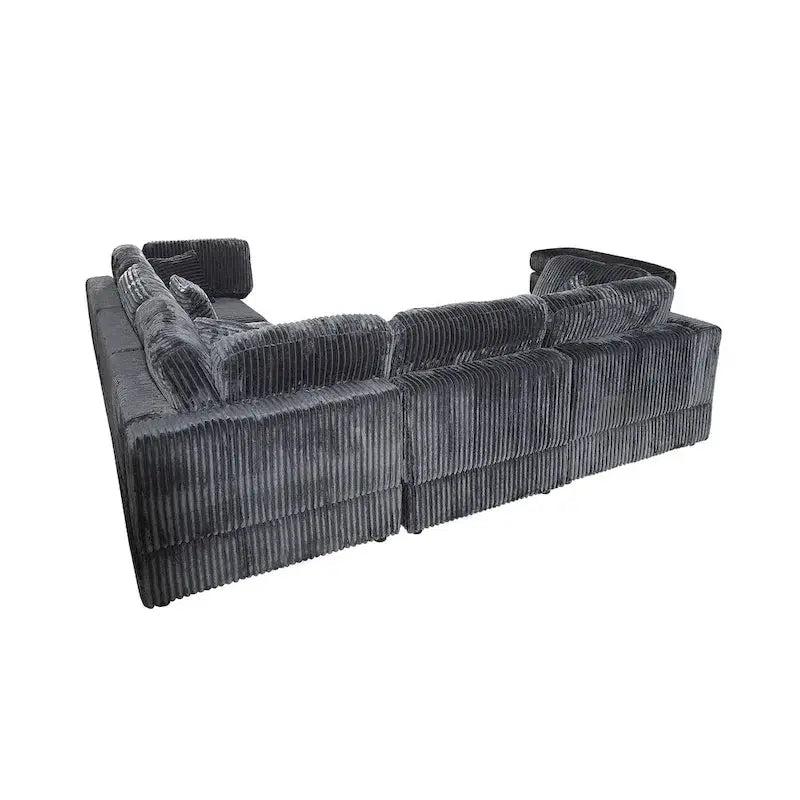 Modular L-Shaped Corduroy Sectional Sofa – Oversized 6-Piece Configurable Set