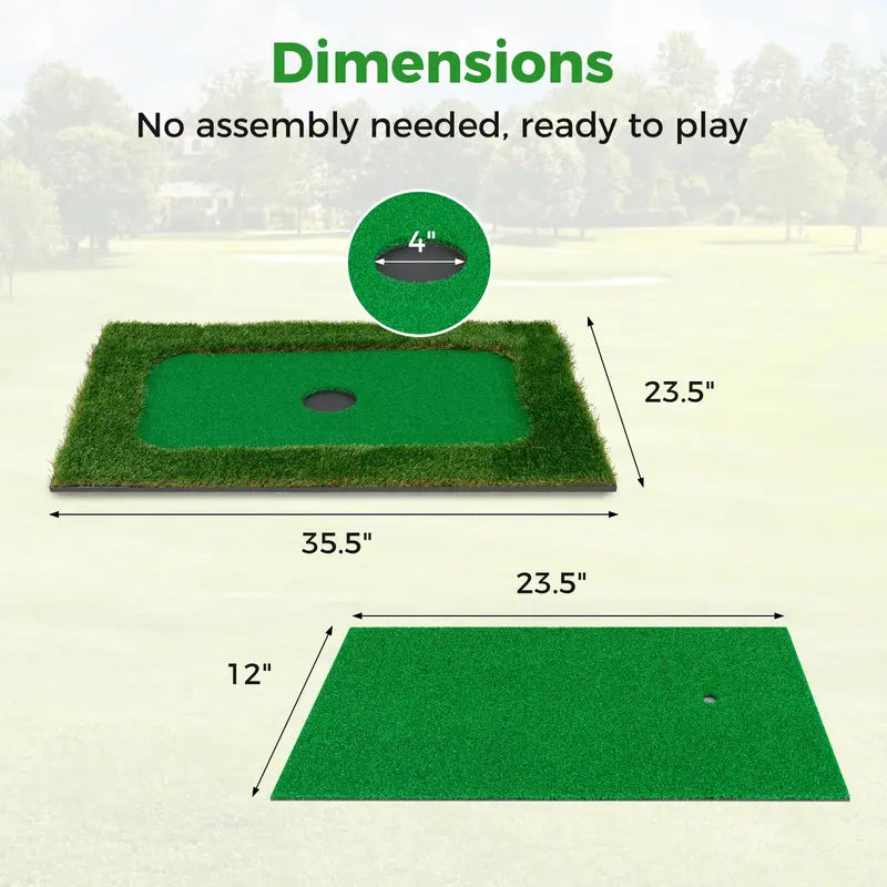 Rectangular Floating Pool Golf Green  Compact Chipping Mat Set with Accessories (35.5 x 23.5