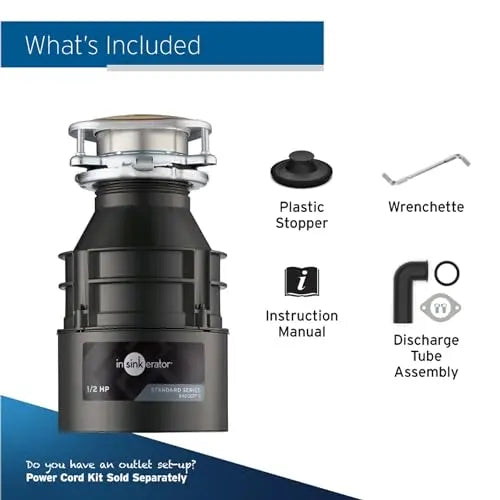 InSinkErator Badger 5 Garbage Disposal – 1/2 HP Continuous Feed, Durable Stainless Steel, Tool-Free Installation