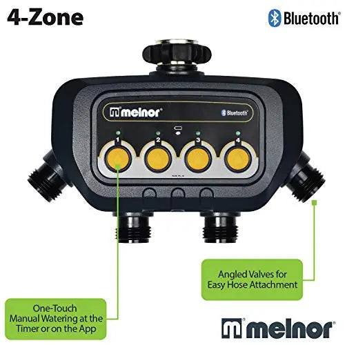 Melnor 65128-AMZ 4-Zone Bluetooth Water Timer with 5 Stainless Steel Filter Washers Set