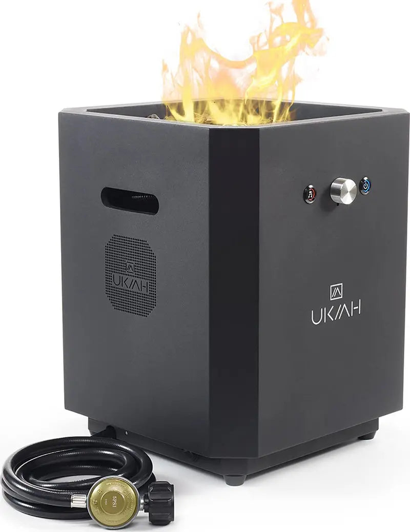 Ukiah Note Portable Propane Fire Pit  Bluetooth Audio + Beat-to-Music Light Sync Technology