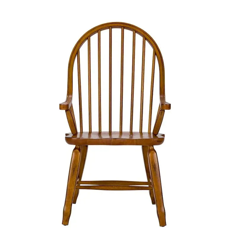 Treasures Rustic Oak Bow-Back Accent Armchair